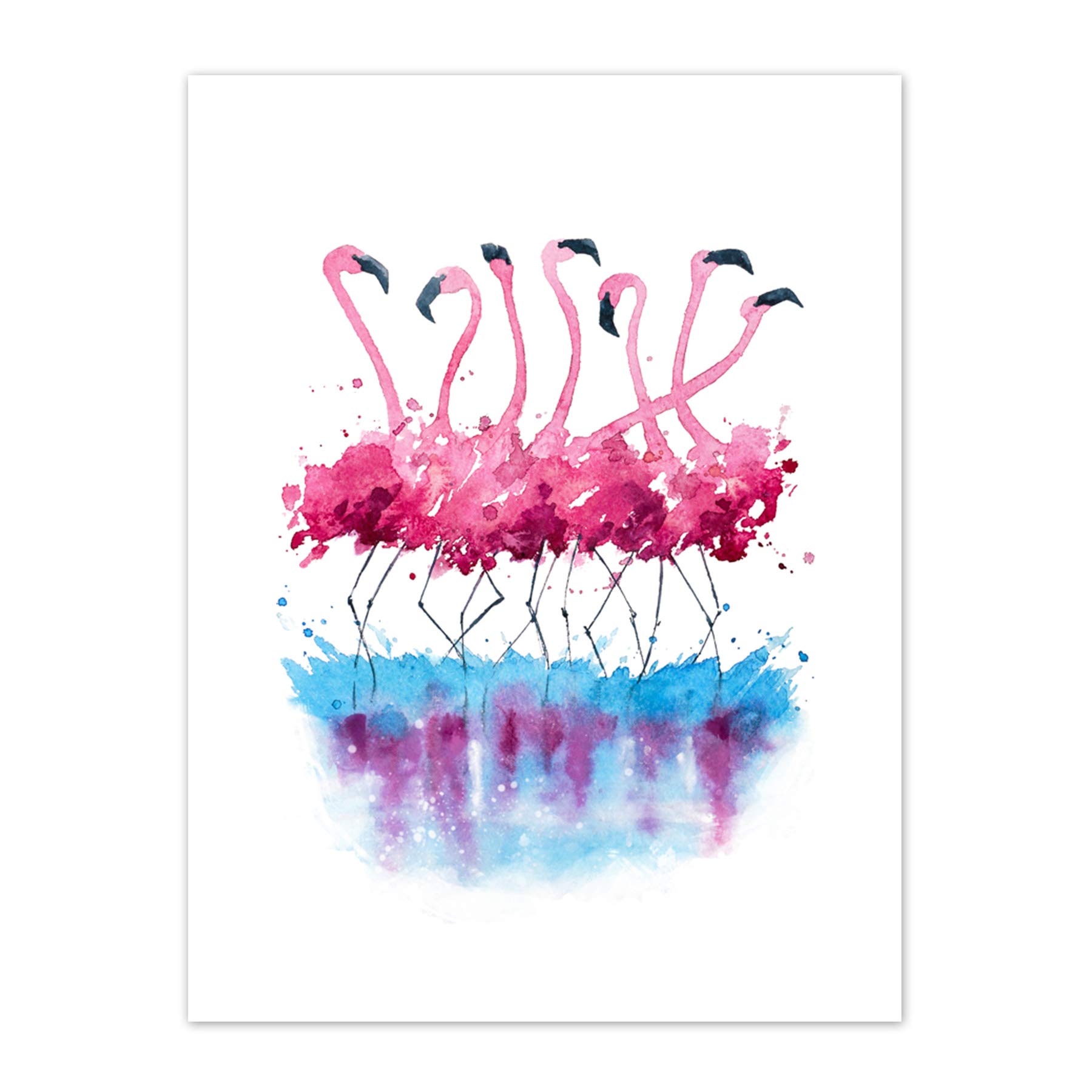 Wee Blue Coo Flamingos Dancing Watercolour Art Print Canvas Premium Wall Decor Poster
