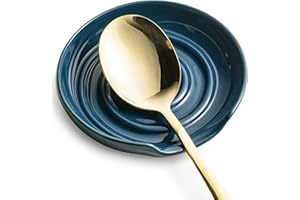 LYEOBOH Ceramic Spoon Rest for Stove Top, 5 Inch Spoon Holder Cute Spoon Rest for Thanksgiving Christmas, Heat Resistant Utensil Rest Stable Accessories for Coffee Bar, Elegant Kitchen Decor, Blue