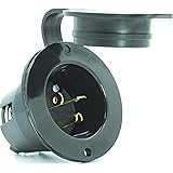 Journeyman-Pro 5378 20 Amp 120-125 Volt, NEMA 5-20P Flanged Inlet, 2500 Watt Black RV/Marine Commercial Grade, Straight Blade
