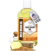 ORGANIC RICE BRAN OIL (8 oz) Premium Cold Pressed Unrefined | 100% Pure Rice Bran Oil for Skin, Face, Hair, Soap Making | Carrier for Essential Oils | Available in Bulk | 8 FL OZ