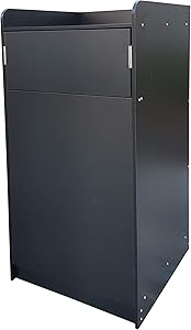 FixtureDisplays Black Restaurant Fast Food Trash Bin Receptacle with Hinged Door, Recessed Tray Top, Holds Trash Bins Up to 36 Gallons 119232-BLACK