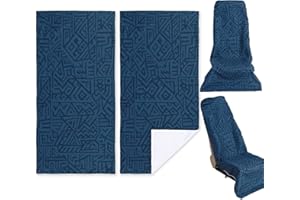 Hahafelt 2 Pack Car Seat Towel Covers Christmas Car Accessories Gifts Athletic Running Towel Performance Microfiber Post Workout Sweat Washable Cover Non Slip for Seat Outdoor Sport (Blue Aztec)
