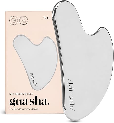 Kitsch Stainless Steel Guasha Tool for Face - Silver | Stainless Steel Gua Sha Facial Tools | Face Sculpting Tool and Double Chin Reducer, Neck & Lymphatic Drainage Massager