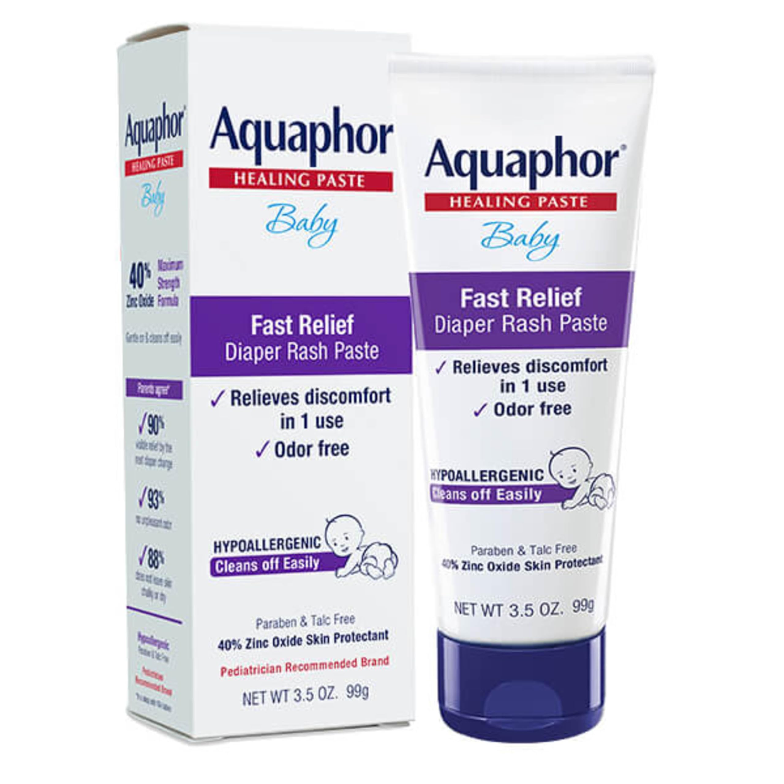 Aquaphor Baby Diaper Rash Paste with Zinc Oxide, Talc Free, 3.5 OZ