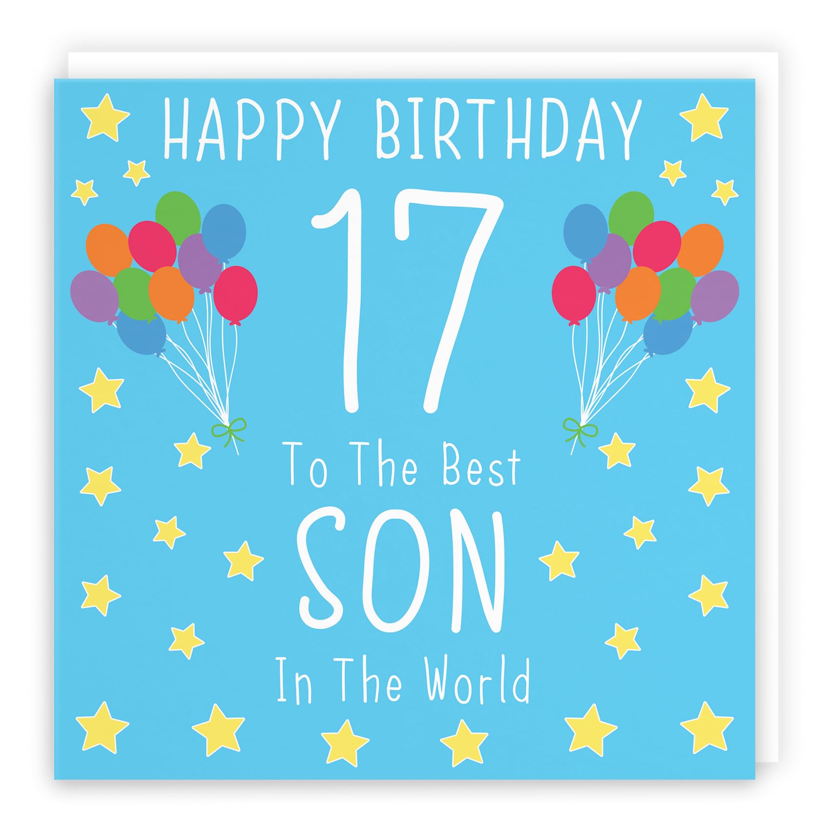 Hunts England - Large Son 17th Birthday Card - Happy Birthday - 17 - To The Best Son In The World - Iconic Collection - Large - 210 x 210 mm - Age 17