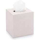 Sumnacon Square Linen Tissue Box Cover, Magnetic Bottom Tissue Box Holder | Stylish Cube Tissue Box Decorative Tissue Covers for Vanity Toilet Tank Dresser Night Stand Table Countertop Office Car