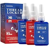 ESKONKE 3 Pack Thread Locker Blue 243 + Red 271 Removable &amp; Permanent Locking 5.07 Fl oz Nuts &amp; Bolts Threadlocker Seal &amp; Lock Tight Fasteners Anaerobic Curing Metal Glue (243 &times;2 + 271)