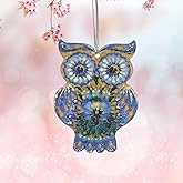 Owl Ornament – Shimmering Window Textured Acrylic Suncatcher Decoration – Rustic Woodland Bird Ornaments for Christmas Tree, Home, or Office – Unique Gifts for Women, Friends, Nature Lovers