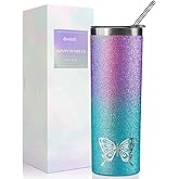 Onebttl Butterfly Gifts for Butterfly Lovers for Women & Girls, 20oz/590ml Stainless Steel Tumbler with Lid, Perfect for Birthday, Christmas, Mother's Day