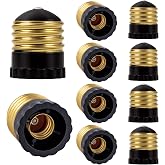 DiCUNO UL Listed E26 to E12 Socket Adapter Black, LED Bulb Adapter, 10-Pack | E26 to E12 Adapter, Standard (Medium) E26 Base to Candelabra E12 Base Light Socket Converter, Maximum 75W, Black