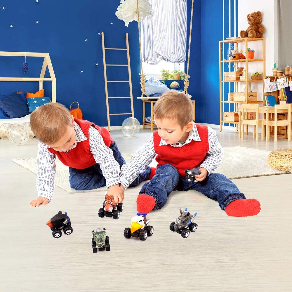 ZHMY Animal Pull back car, 6 PACK 2.8in MINI Animal Model Cars Gift Box 3-12 Year Old Boy and Girl Gifts (Animal01)