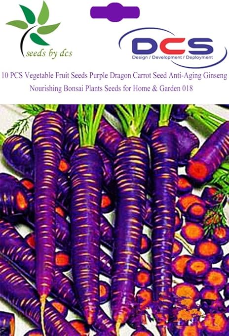 E Garden (018) Vegetable Fruit Seeds Purple Dragon Carrot Seed Anti-Aging Ginseng Nourishing Bonsai Suitable Plants Seeds For Home & Garden 10 Seeds