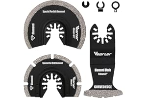 Vearter 3PCS Diamond Oscillating Saw Blades, Universal Multitool Blades for Grit Grout Removal, Quick Release Multi Tool Kit 