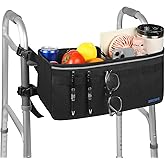 ZHCHG Walker Basket for Seniors, Walker Accessories Bag for Folding Walker | Large Capacity &amp; Never Tipping Over, Best Gift- (Not Fit Rollator Walkers)- Black