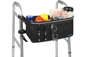 ZHCHG Walker Basket for Seniors, Walker Accessories, Folding Walker Bag with Large Capacity & Never Tipping Over, Best Gift- Black (Not Fit Rollator Walkers)