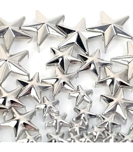 100-Piece 10mm Gold Star Studs - DIY Leathercraft Metal Punk Rivets & Spikes - View #2