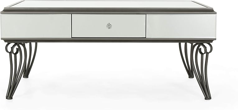 Amazon Com Ophelia Modern Mirrored Coffee Table With Drawer