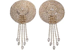 Rulbelok Women Nipple Covers Body Chain Sparkling Pasties Rhinestones Tassels Breast Stickers Adhesive Bras Pads Chain Covers