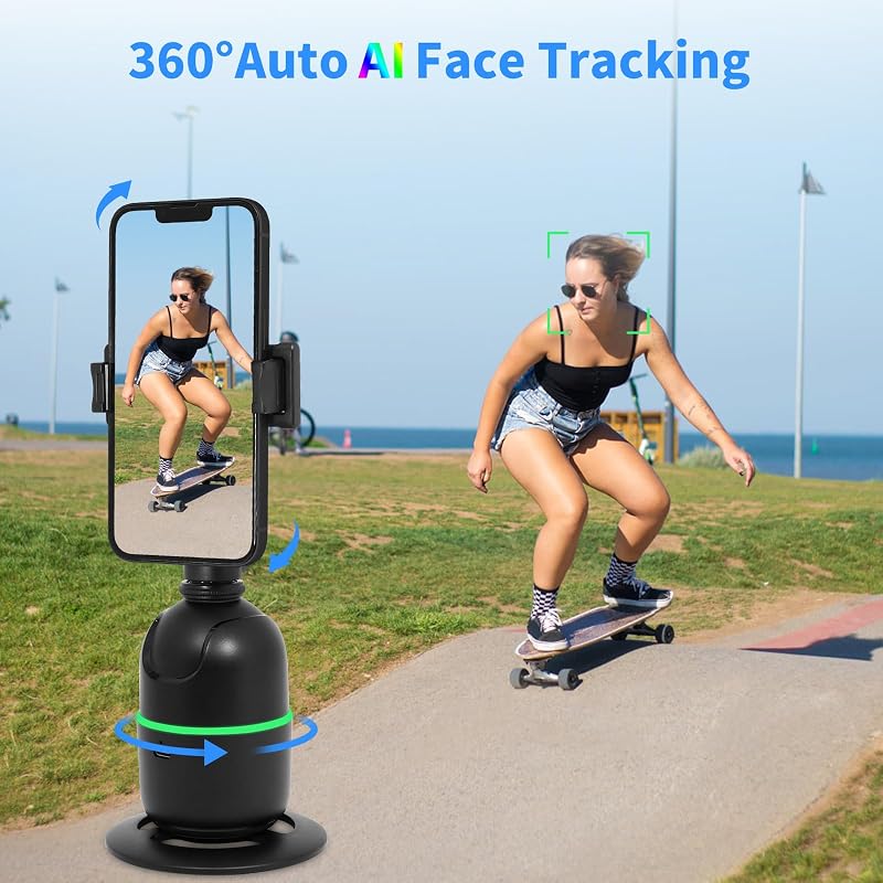Trípode de Seguimiento automático de Cara/Cuerpo, no Requiere aplicación, Soporte de teléfono de rotación de 360° con luz de Relleno, Soporte de teléfono de Seguimiento automático, Control de — foto 2 de 6