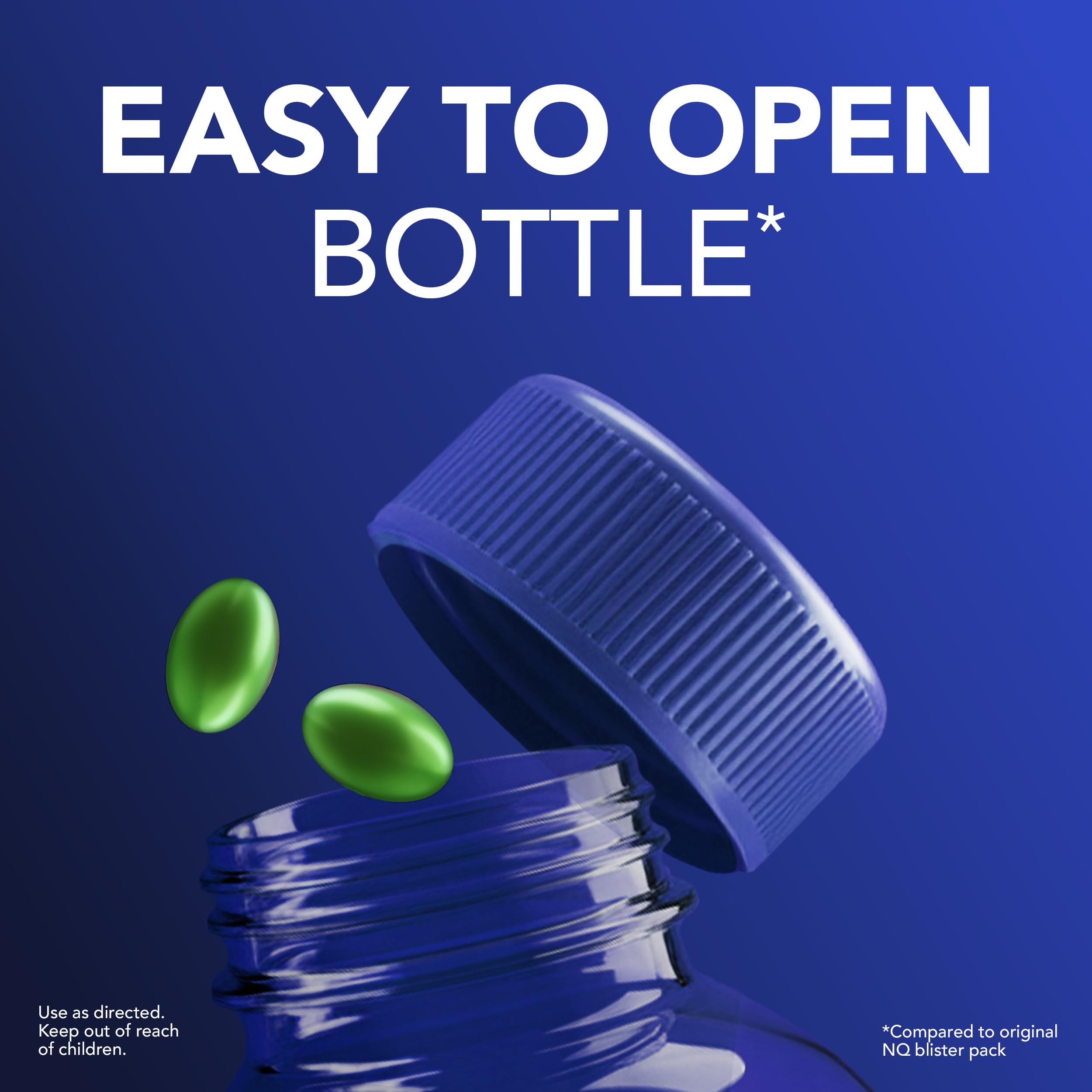 NyQuil Ultra Concentrated Cold and Flu Medicine, Nighttime, Relief for Cough, Sore Throat, Fever, Congestion, Easy to Swallow, Easy to Open Bottle, 48 LiquiCaps