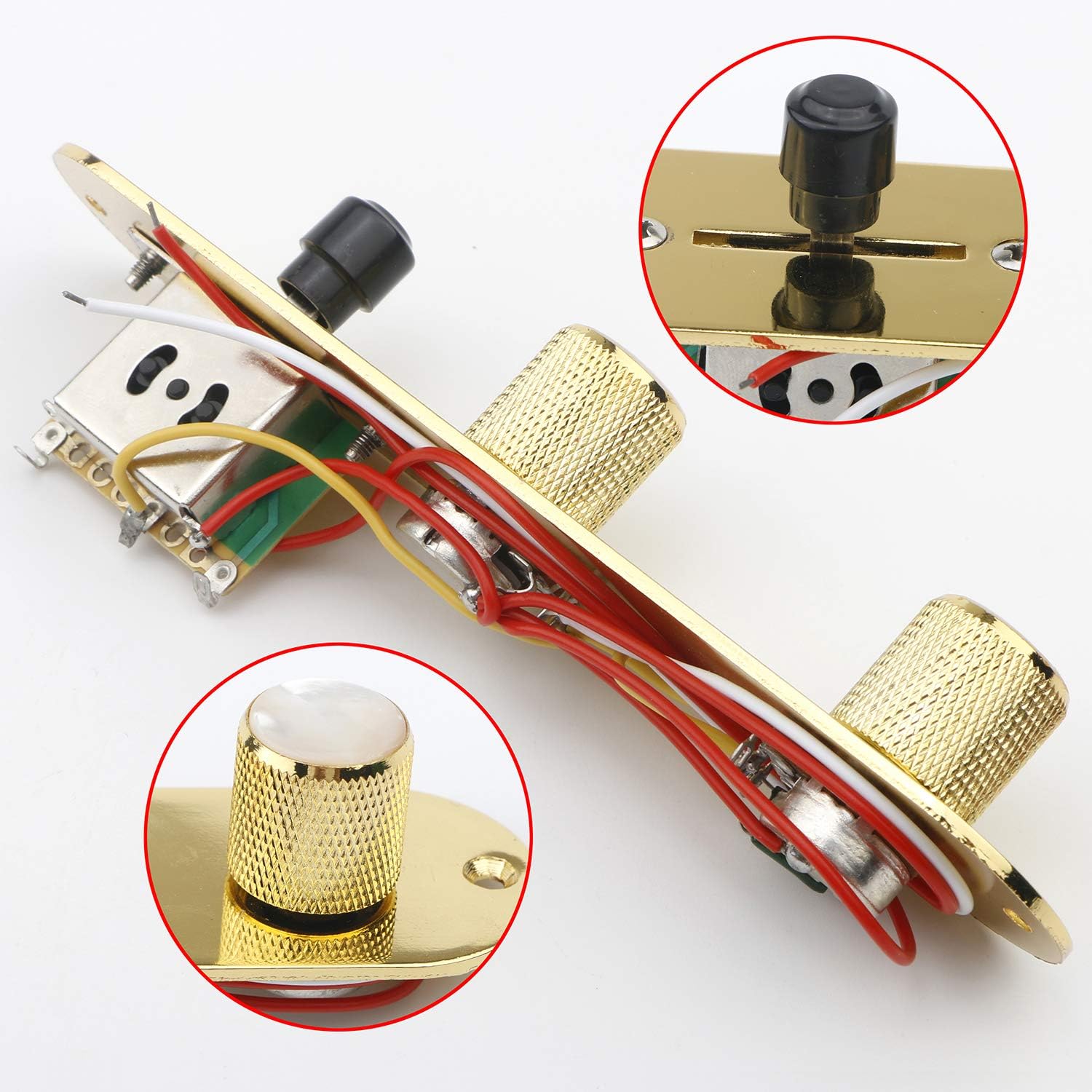 Unxuey Guitar Gold 3 Way Fully Loaded Control Plate Prewired Loaded Switch Wiring Harness Knobs for Fender Tele Telecaster Electric Guitar - Image 5