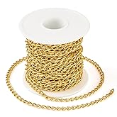 Gold Aluminum Curb Chain Craftdady 32.8 Feet Unwelded Twisted Necklace Chains Link Chain Spool for Jewelry Making DIY Crafts