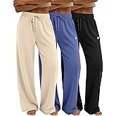 Neer 3 Pack Women's Yoga Pants Loose Casual Wide Leg Sweatpants High Waist Lounge Drawstring Stretch Pants with Pockets