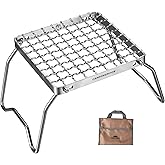 CAMPINGMOON Portable Folding Camping Campfire Grill over Fire Split Stoves 304 Stainless Steel (Grid wire (MS-1011))