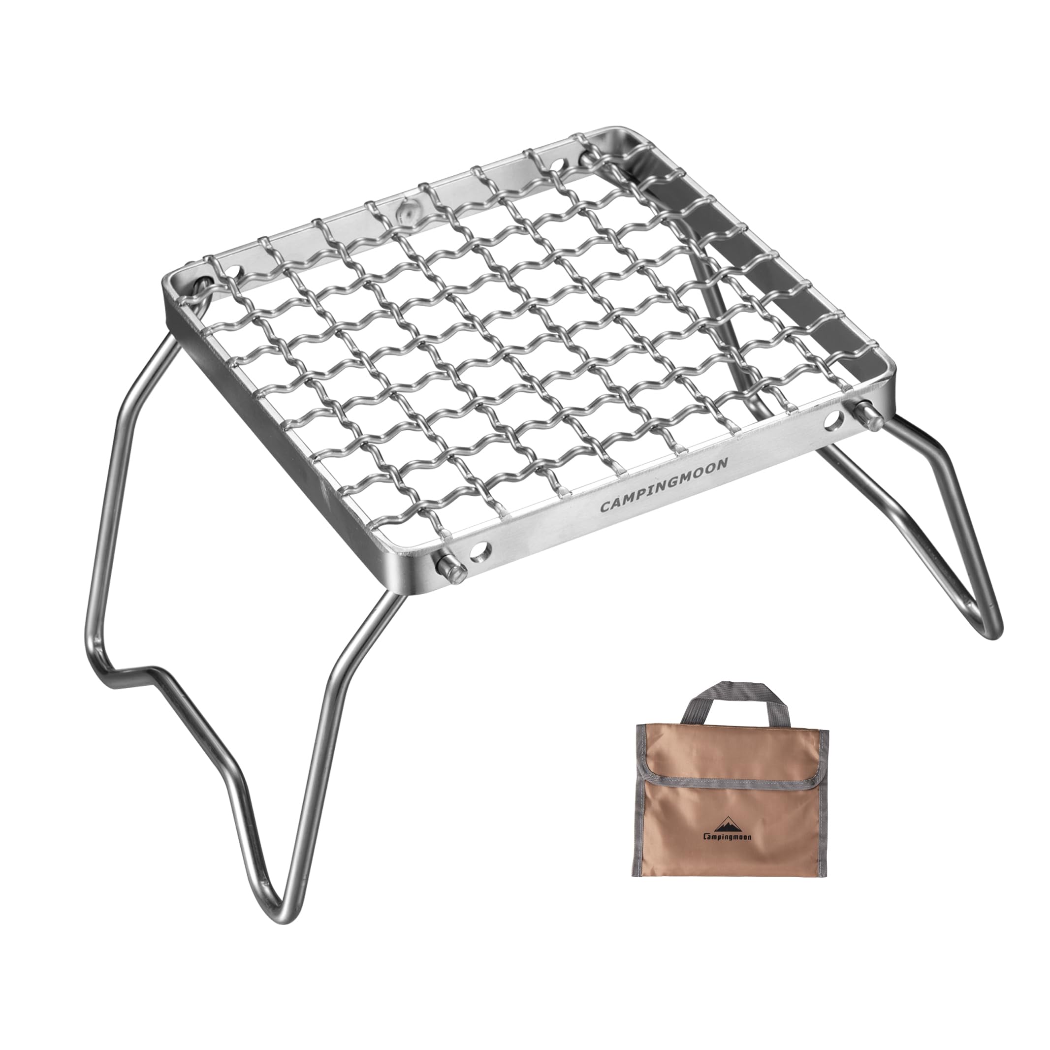 Campingmoon Portable Folding Camping Fire Grill Over Fire Split Stoves 304 Stainless Steel Mesh Wire (MS-1011))