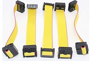 Connectors Pro 5-Pack IDC 2x5 10P 2.54mm Female Connector 12cm 4 Inches Yellow Flat Ribbon Cable, Double Rows 10 Pins 0.1” Pi