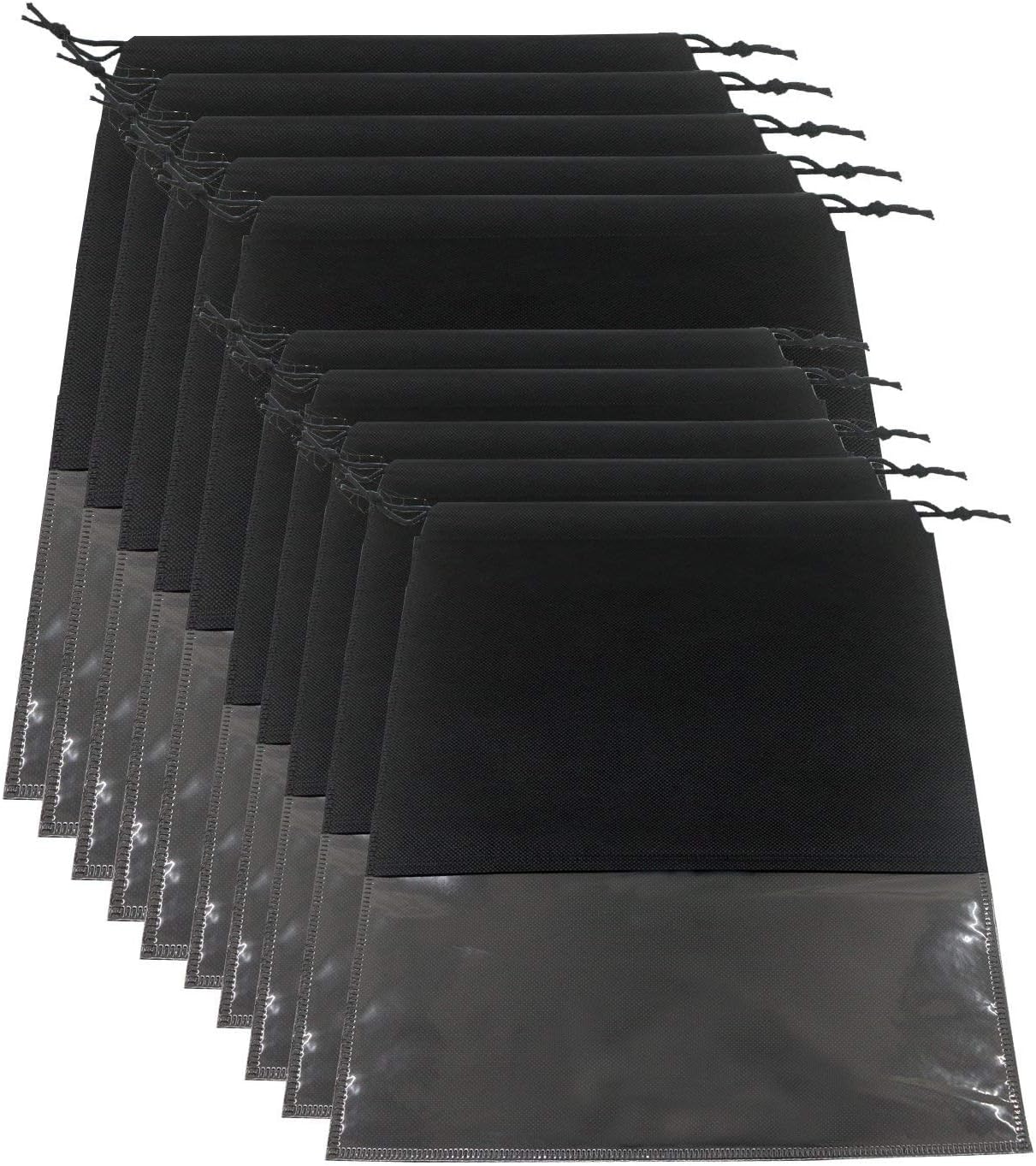 AIDIYA Travel Shoe Bags 10 Pack Waterproof Dust-Proof Shoe Storage Bags with Drawstring & Transparent Window for Boots & High Heel.Women Men Shoes Organizer Bags Space-Saving (2 Sizes)