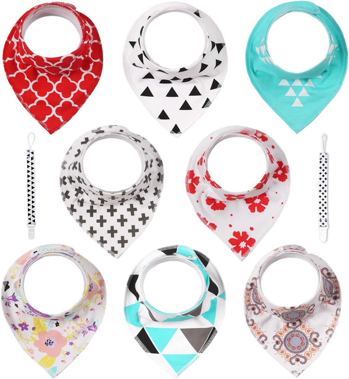 Baby Bandana Drool Bibs, Abestbox Pacifier Clips+Baby Drooling and Teething Bibs