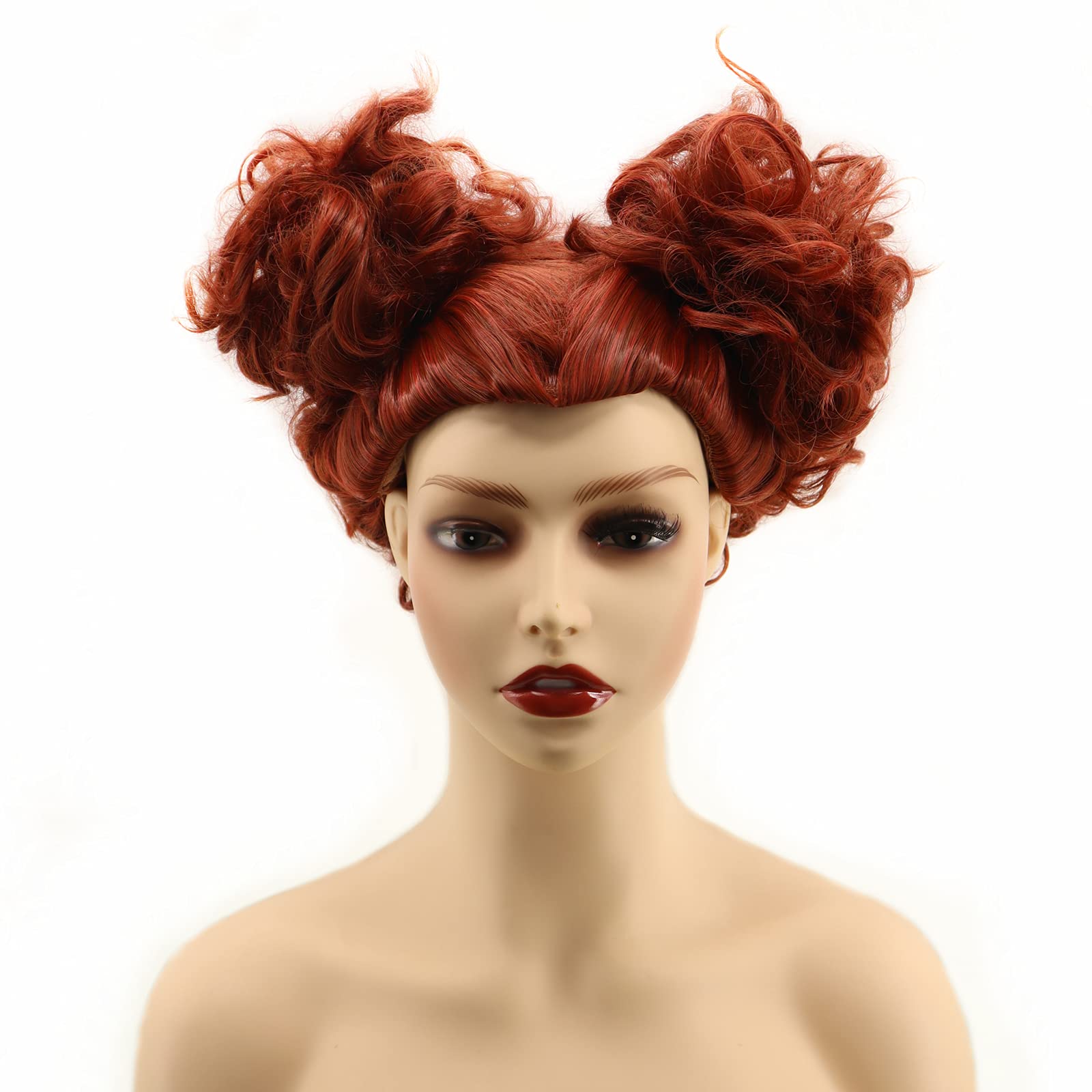 Feirrty Cosplay Winifred Sanderson Wig Inspired by Hocus Pocus Short Brown Wig Halloween Costume Wigs (Red Brown)