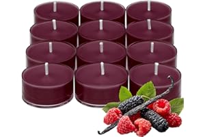PartyLite Gift Set of 12 Universal Tea Lights, Mulberry Scented, Notes of Black Currant, Sweet BlackBerry, Juicy Mulberry & Pomegranate, 4-6 Hour Burn Time, Luxurious & Rich, Perfect for Gifting