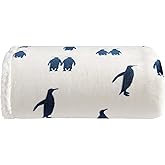Eddie Bauer - Throw Blanket, Brushed Fleece & Plush Sherpa Bedding, Blanket for Couch & Bed (Emperor Penguin Blue, 50" x 60")