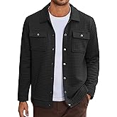 COOFANDY Mens Casual Shirt Jacket Button Down Waffle Jacket Long Sleeve Sweater Jackets Quilted Shacket Overshirt
