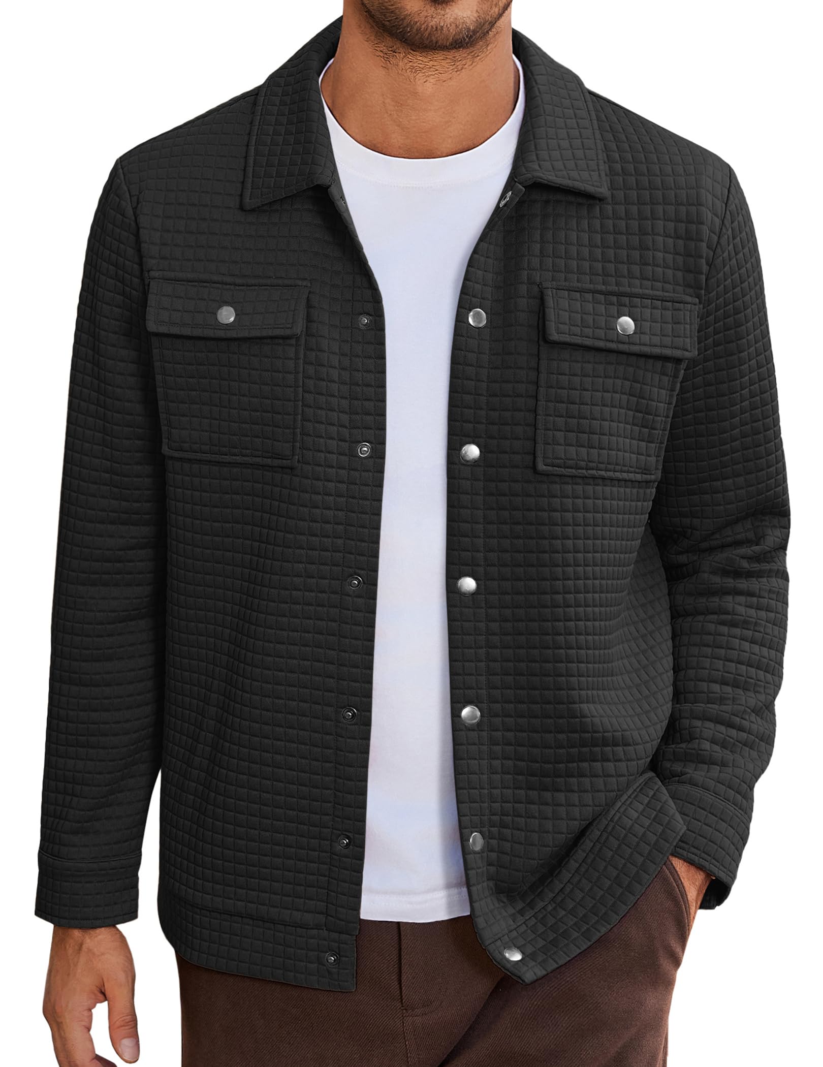 COOFANDY Men's Quilted Shirt Jacket Fashion Shacket