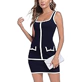M.Infisavo Women Tank Dress 2026 Spring Summer Sleeveless Square Neck Knit Sweater Mini Dresses