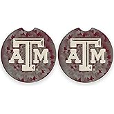 Texas A&M University Aggies Set of 2 Car Coasters by Magnolia Lane – Removable Absorbent Ceramic Stone Coasters – Ideal Gift for Students, Alumni, and Everyday Fans – Show Your SEC NCAA Team Spirit