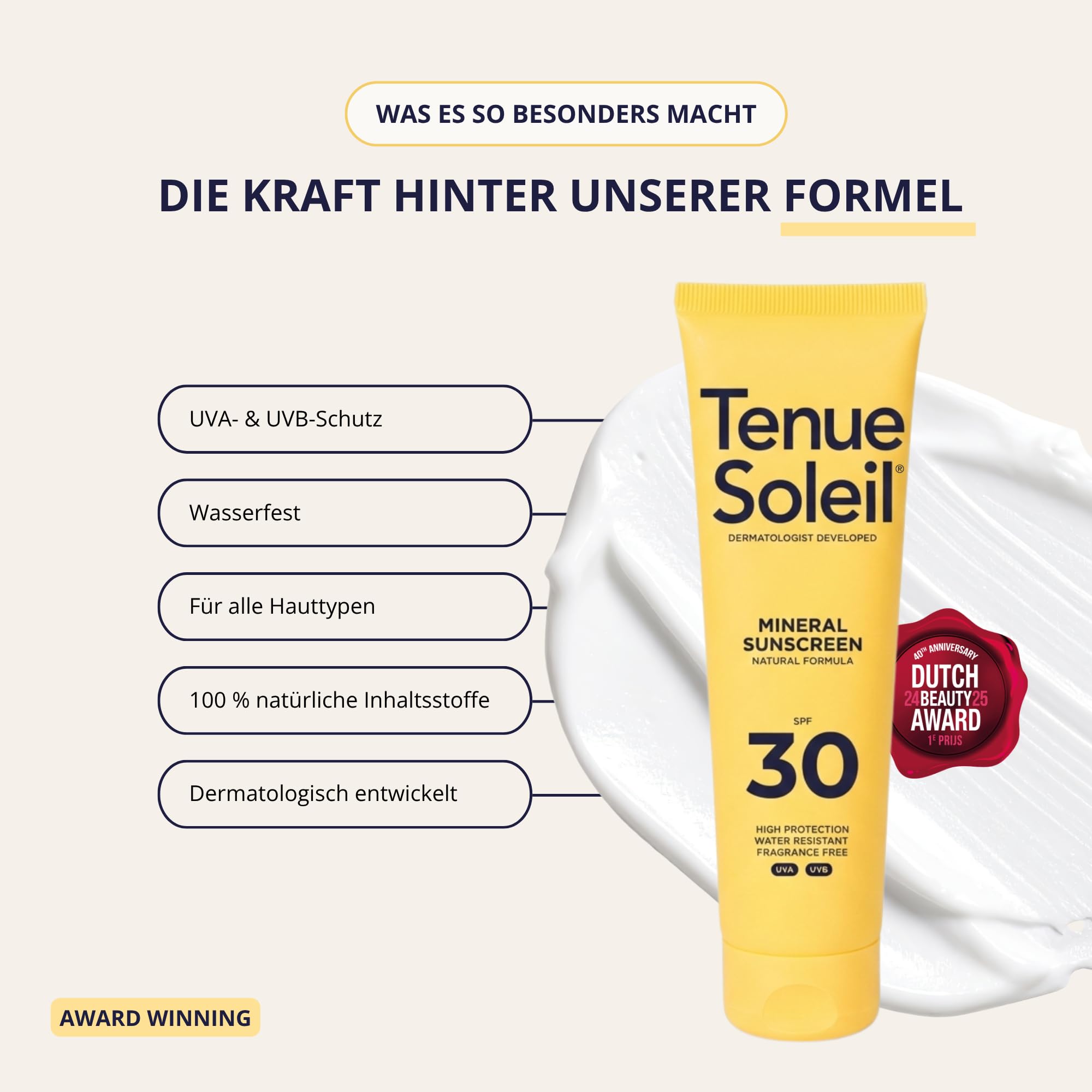 TENUE SOLEIL SPF 30 Mineral-Sonnenbrand - 100 ml - Wasserfeste Sonnencreme mit Vitamin E - Vegan, Parfümfrei - Für empfindliche Haut - Gesicht und Körper 2