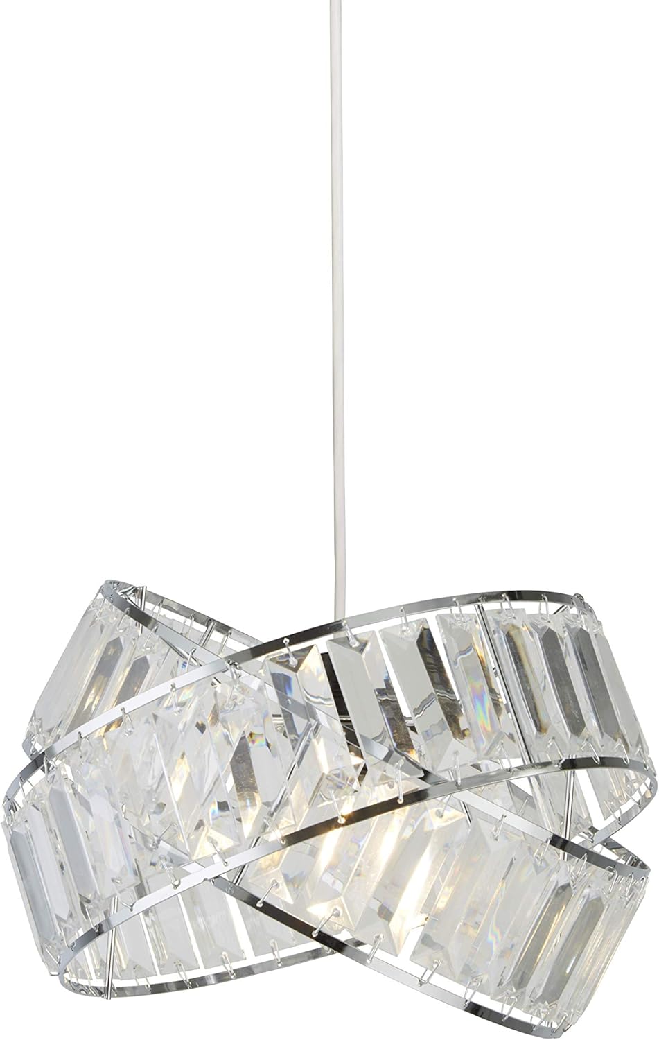 Lighting Collection Sparkly 2 Rings Clear Acrylic Slats Easy Fit Shade, Chrome Frame