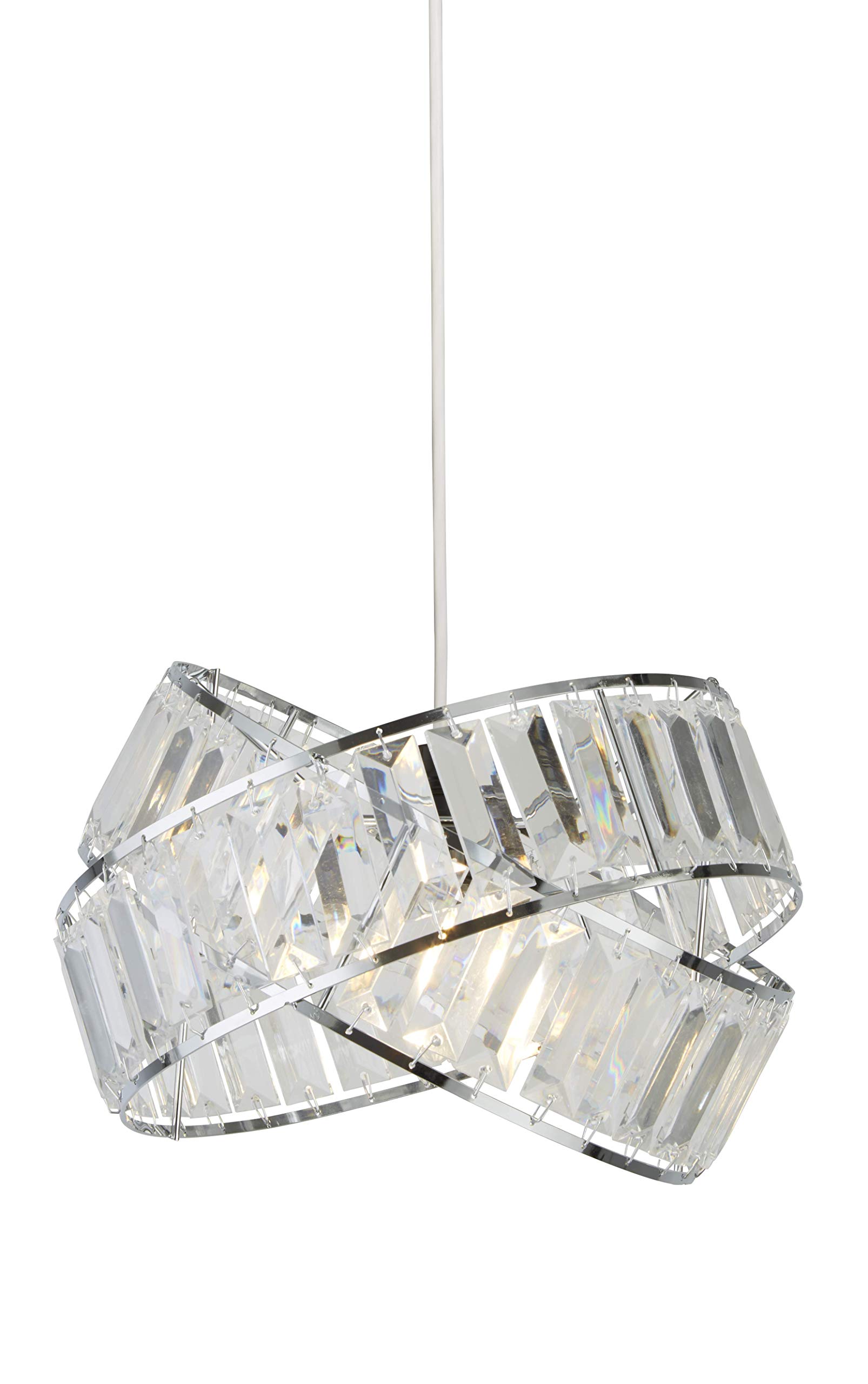Lighting Collection Sparkly 2 Rings Clear Acrylic Slats Easy Fit Shade, Chrome Frame