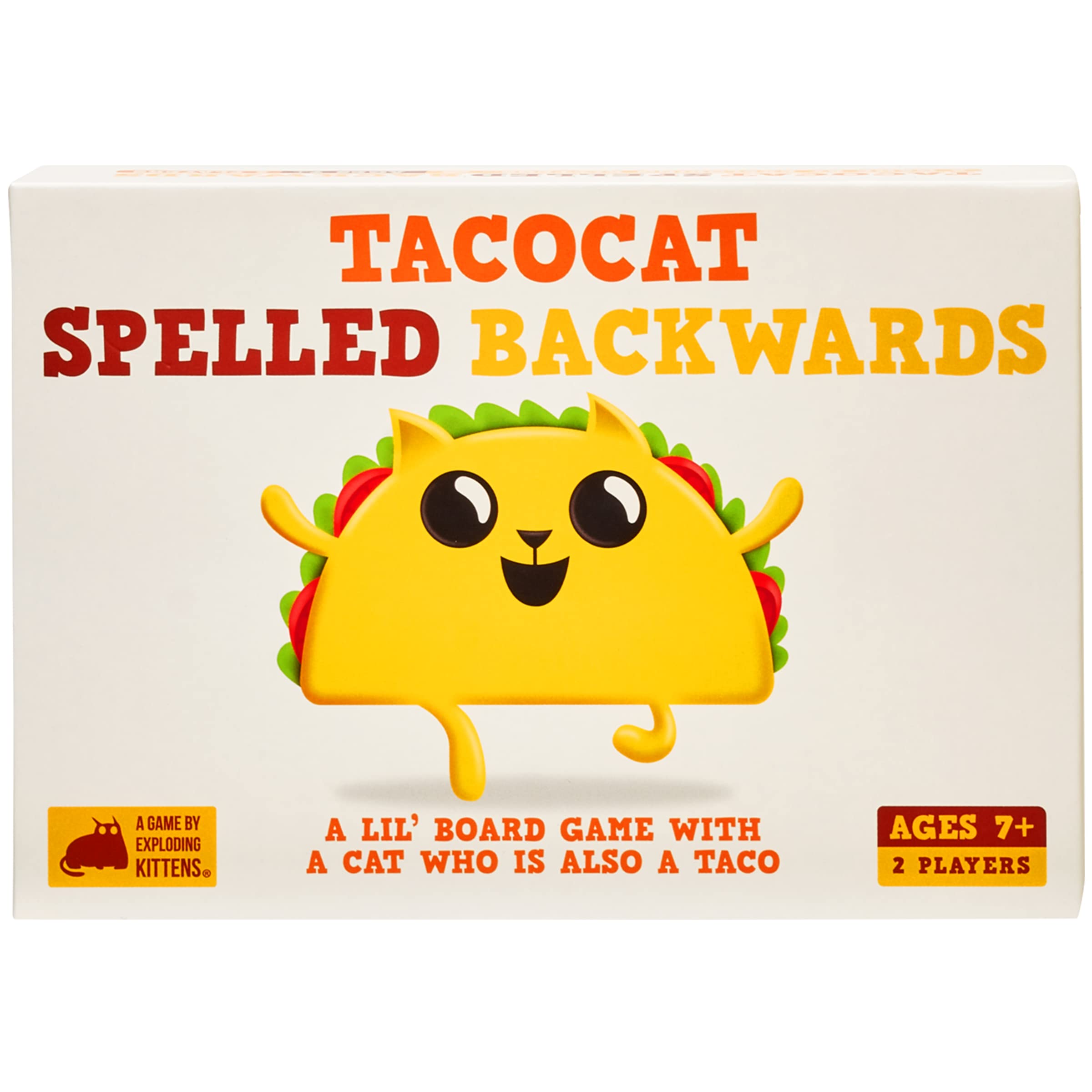 Exploding Kittens - Tacocat Spelled Backwards - 2 Players - Ages 7+ - 15 Minutes to Play - Clever Family Board Game - Couple and Family Game, Ideal for Kid and Adult
