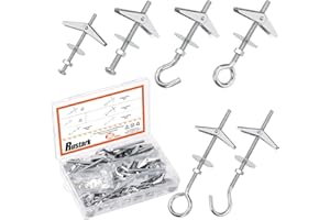 Rustark 30Pcs M4 M6 Toggle Bolts Assortment Kit Toggle Anchors Spring Toggle Wing Bolts Heavy Duty Eye Bolt and Ceiling Hooks