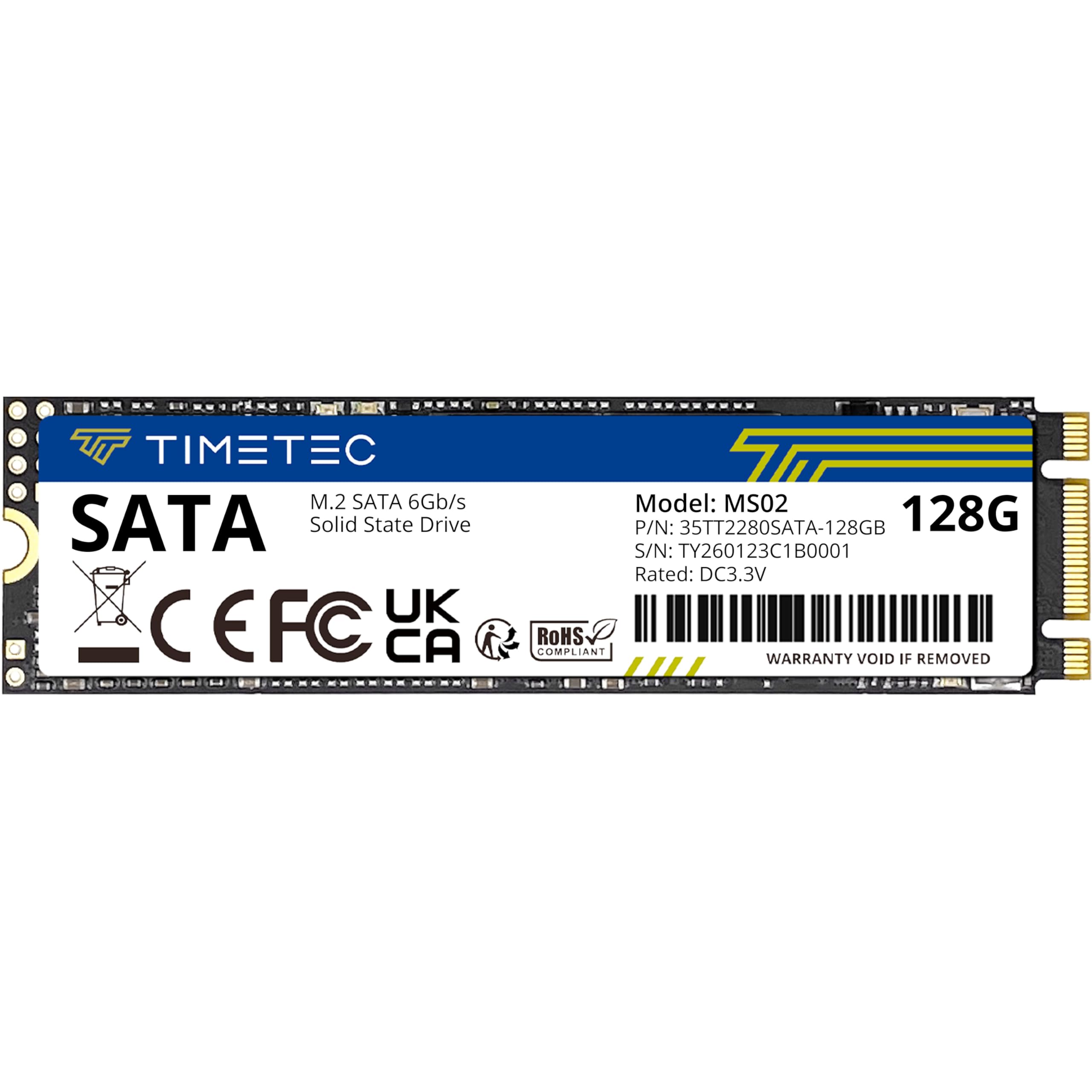 Timetec 128GB SSD 3D NAND SATA III 6Gb/s M.2 2280 NGFF 64TBW Read Speed Up to 550MB/s SLC Cache Performance Boost Internal Solid State Drive for PC Computer Laptop and Desktop (128GB) — image 1