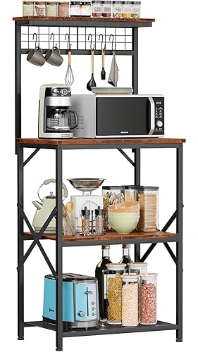 Kitchen Shelf Furologee Kitchen Bakers Rack With Hutch, Coffee Bar