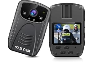 SYDYAM 2K HD Body Cameras, 12H Recording Waterproof Night Vision Max 512GB Supported, Body Cam for Police Hiking Meeting Law Enforcement Security Guard (No Card)