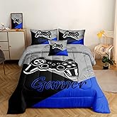 ROWADALO 5 Pieces Bed in A Bag Gamer Bedding Set for Boys Kids Gaming Comforters Set,Gamer Bed in a Bag Complete with Comforter Set Sheets Flat Sheet Pillowcase,DJT5002Twin Size
