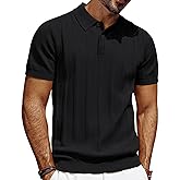 PJ PAUL JONES Mens Polo Shirts Short Sleeve Textured Knit Polo Shirt Ribbed Casual Golf Shirts
