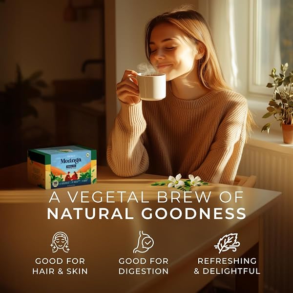 GYA TEA CO MORINGA HERBAL TEA BAGS (100 BAGS) – CAFFEINE FREE WITH A TANGY FLAVOR FOR ALL DAY COMFORT, CALMING, RELAXING & NOURISHING – FRUIT & HERBAL BLENDS